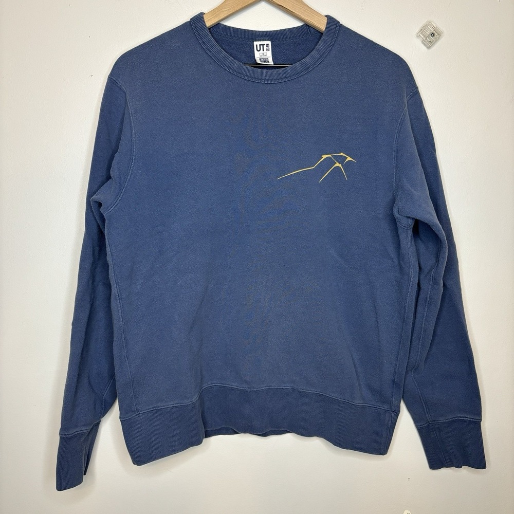 Uniqlo Hokusai‎ Blue Japanese Sweatshirt Pullover Medium Streetwear
